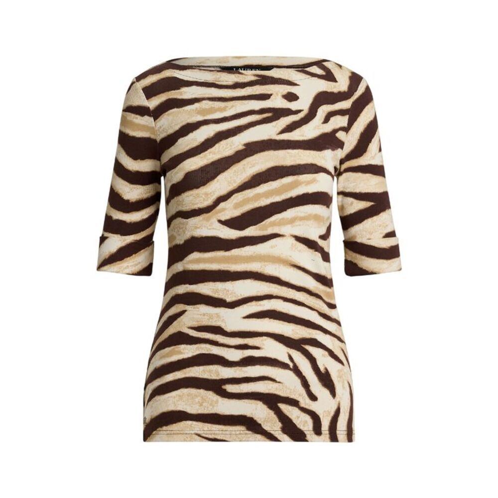 Ralph Lauren Womens/Ladies Judy Zebra Print Boat Neck / Cream/Brown
